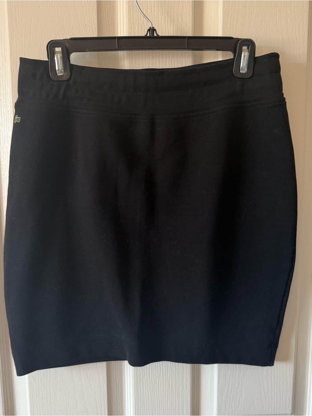 Lacoste Black Pencil Skirt Size 42 EU (US ~10) Cotton Stretch Logo